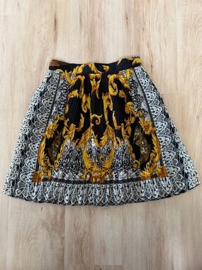 Andre Luciano Vintage Baroque Print Pleated Skirt